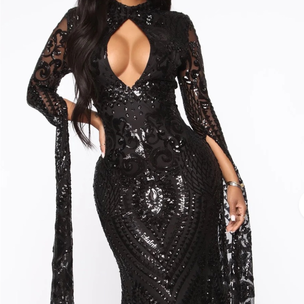 Fashion Nova Black Sequin Dress